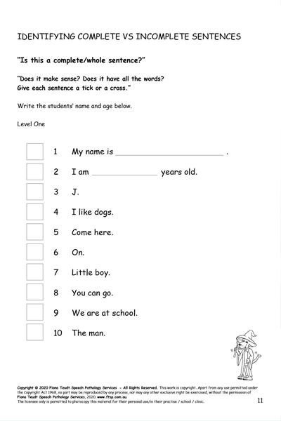 Indentifying Complete vs Incomplete Sentences